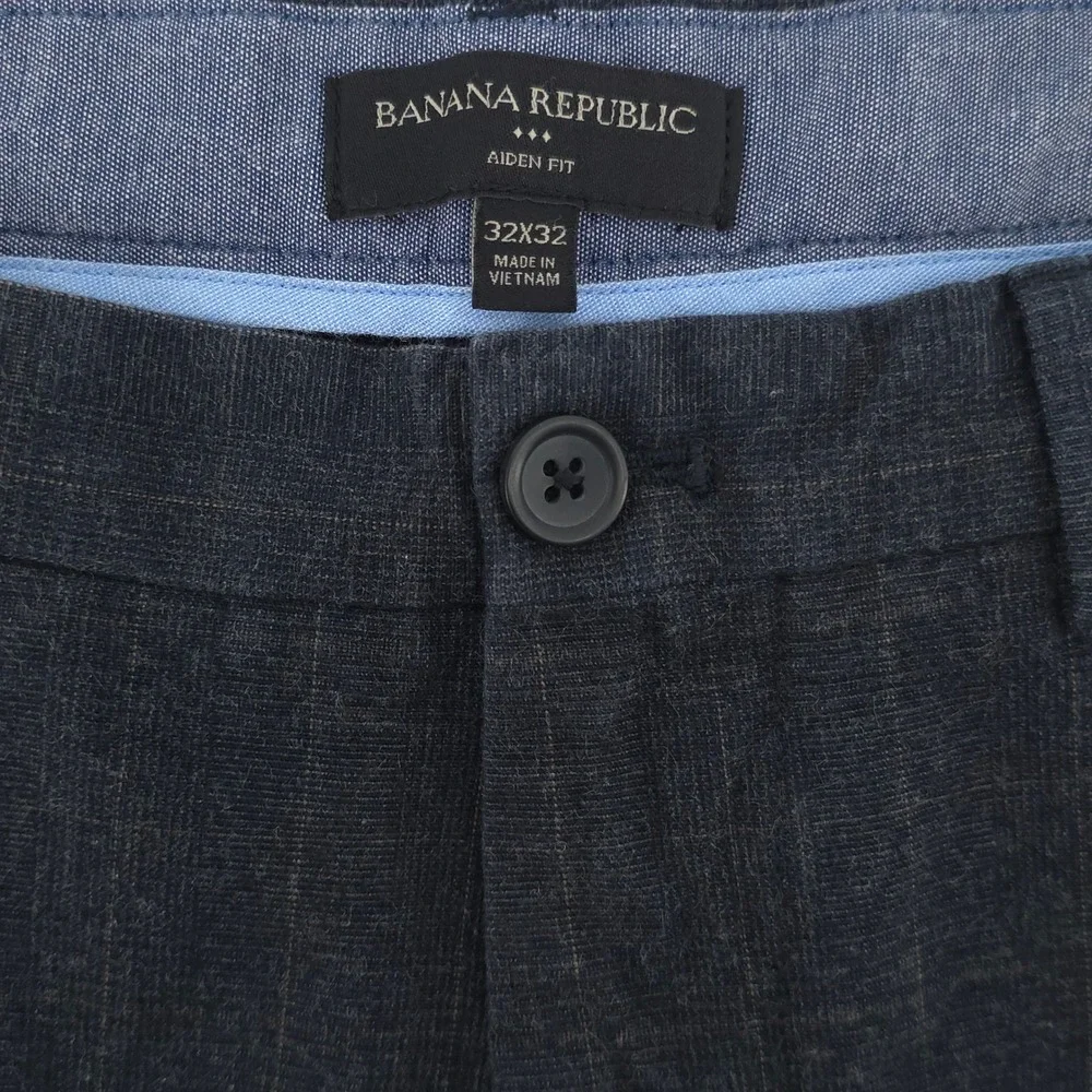 Banana Republic Mens Chinos‎ Aiden Fit 32x32 Checkered Textured Trousers